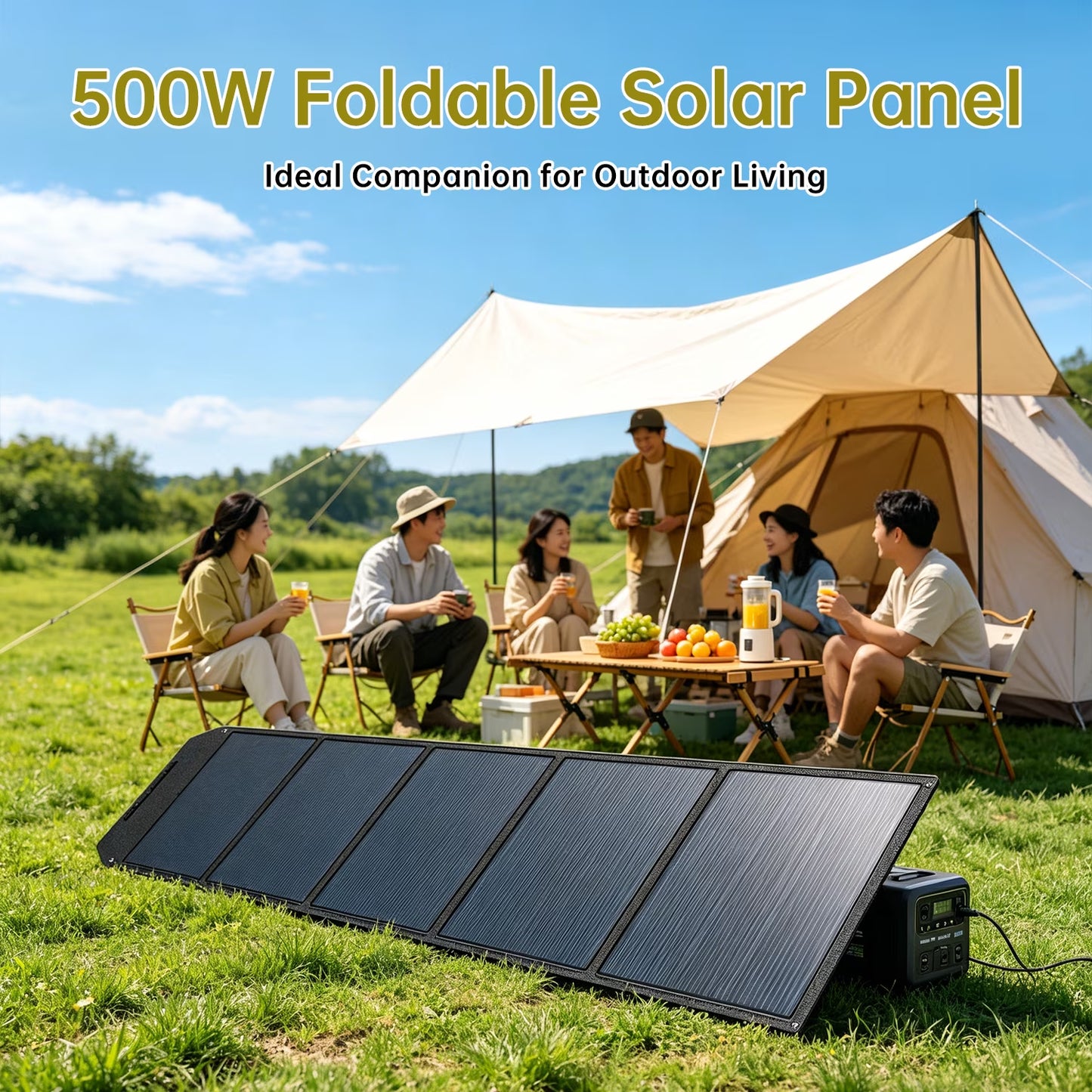 500 Watt Solar Panel Foldable Solar Panel Charger with Adjustable Kickstands Portable Waterproof IP67 for Home, RV, Outdoor, Camping, Power Station, off Grid