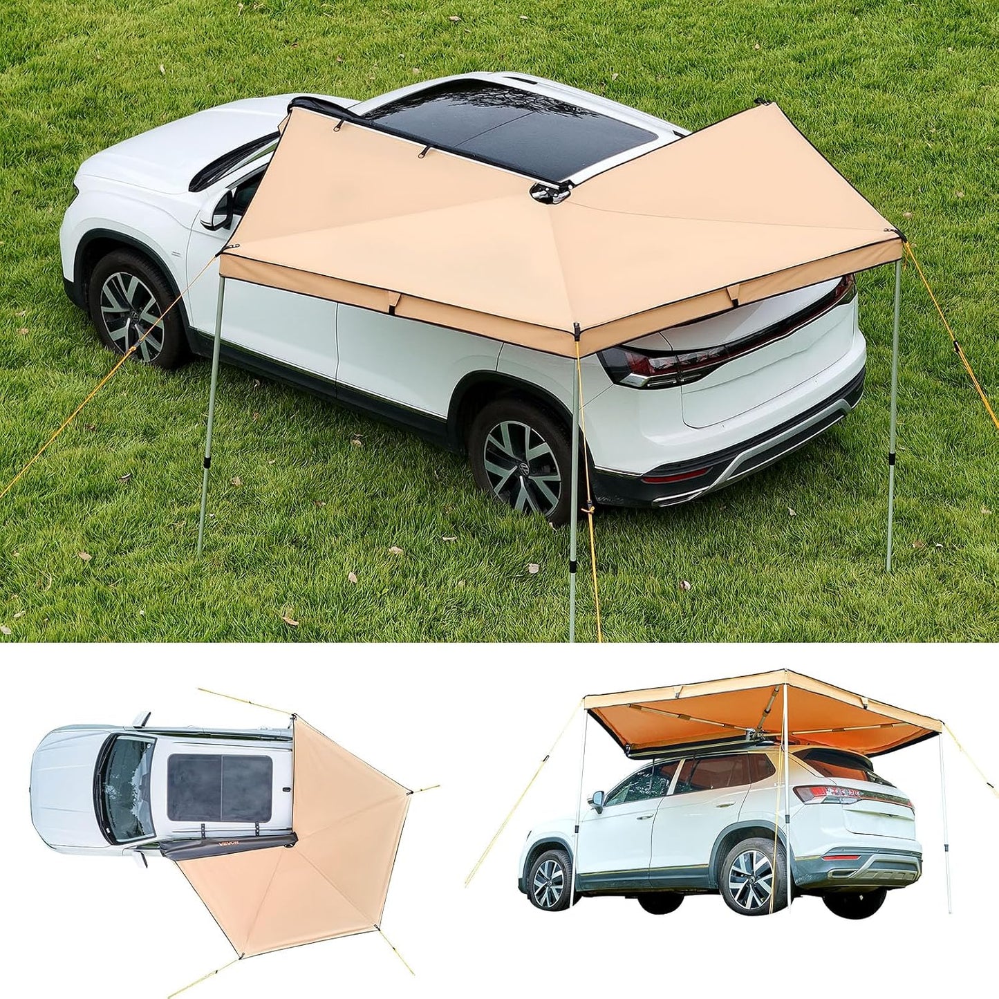 270 Degree Awning, 52 Sq.Ft Driver Side Vehicle Awning, UV50+ Waterproof Car Side Awnings with Carry Bag, All-Weather Overland Awnings Car Shelter for SUV Van Truck Camping