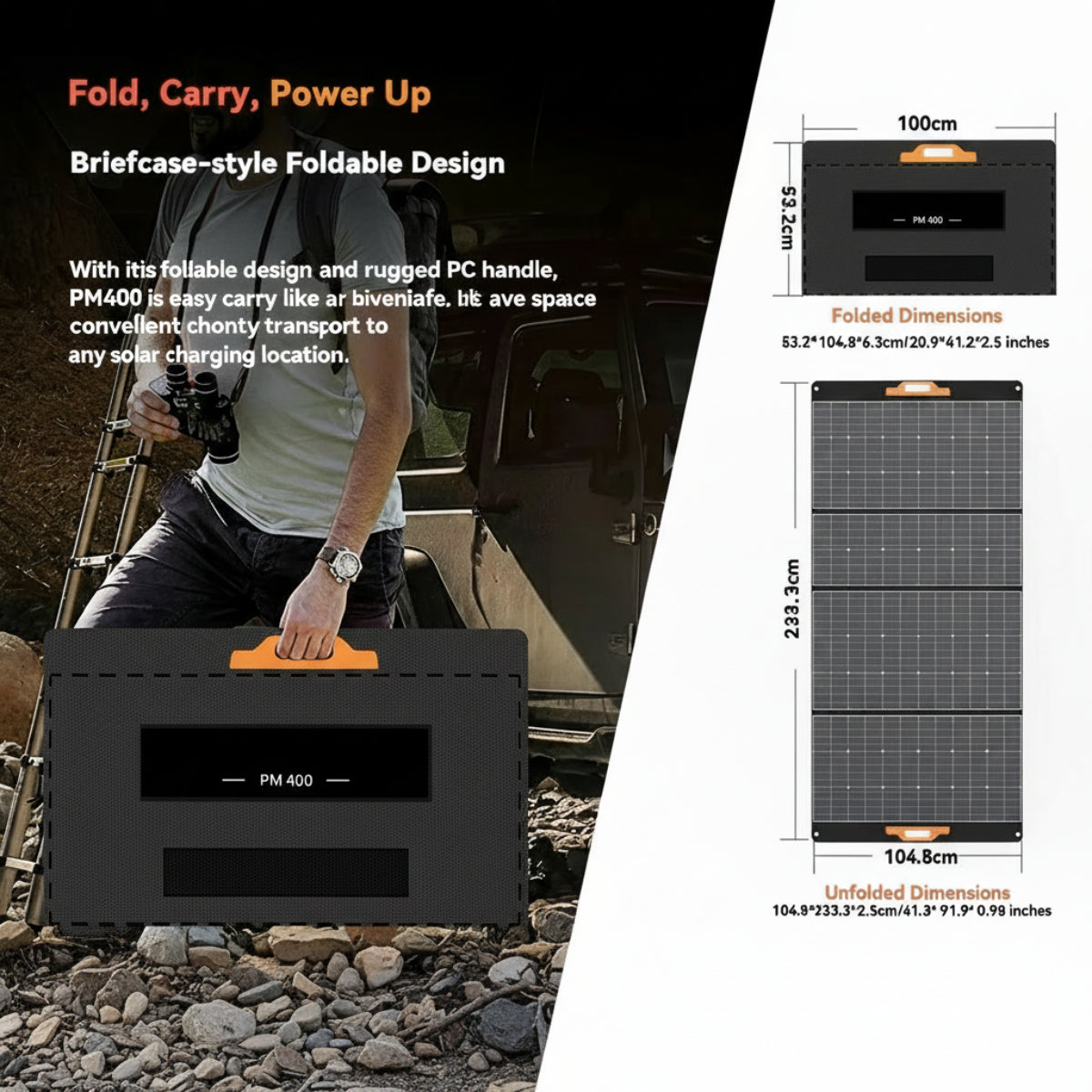 PM 400W Foldable Solar Panel IP65 Waterproof Portable Solar Panel