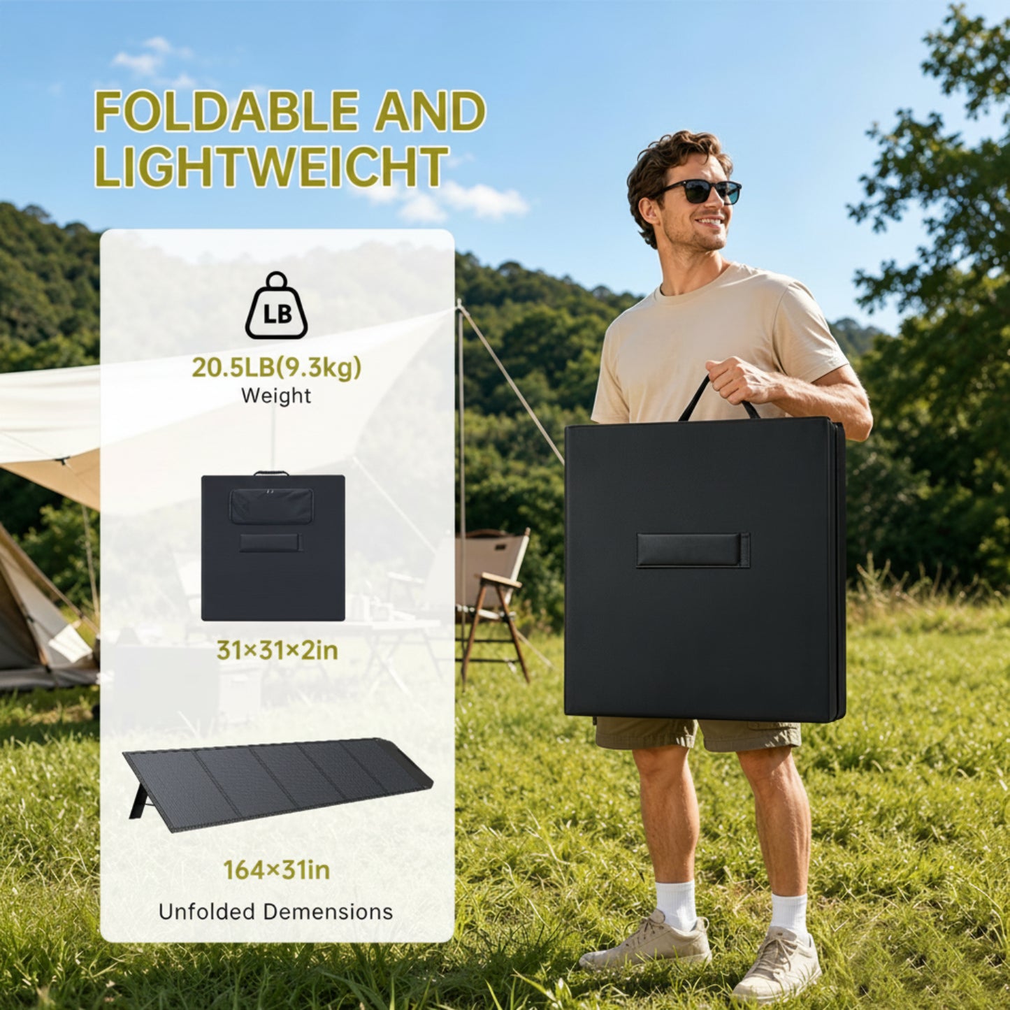 500 Watt Solar Panel Foldable Solar Panel Charger with Adjustable Kickstands Portable Waterproof IP67 for Home, RV, Outdoor, Camping, Power Station, off Grid